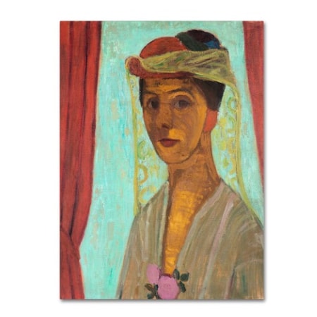 Paula Modersohn Becker 'Selfportrait With Hat And Veil' Canvas Art,35x47
